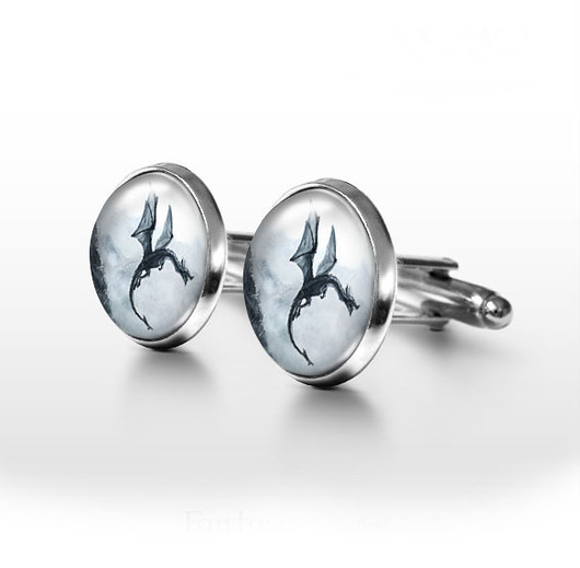 spinki do mankietów Czarny smok - spinki do mankietów