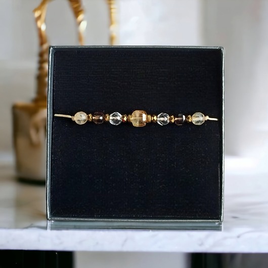 bransoletki z kamieni naturalnych DOBROBYT - amulet - cytryn, kwarc dymny, kryształ górski :: PREMIUM