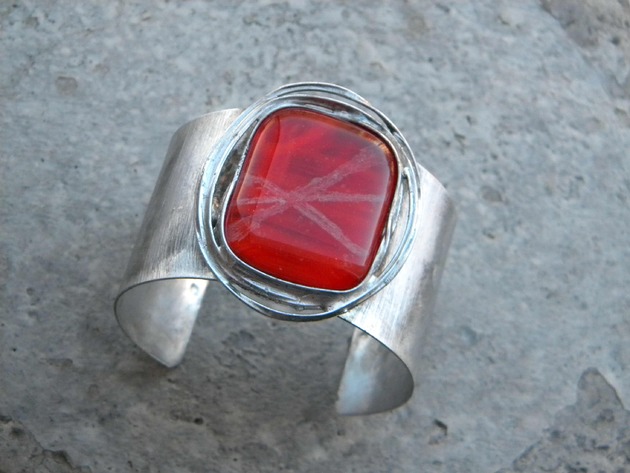 bransoletki wire wrapping Skrzyżowanie  - BRANSOLETA MANKIET - CUFF