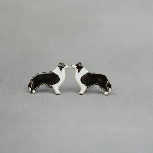 Border collie - ceramiczne kolczyki Dorca