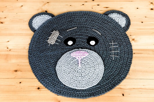 DYWANIK MIŚ USZATEK 100 cm Rabarbar Handmade