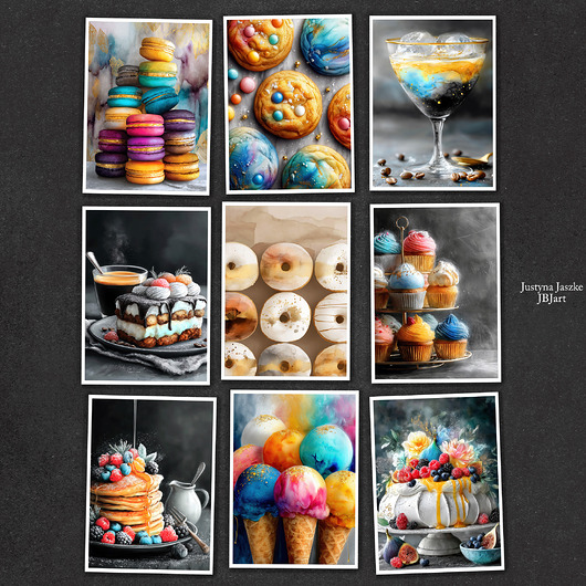 grafiki i ilustracje Słodkości - zestaw 9 grafik