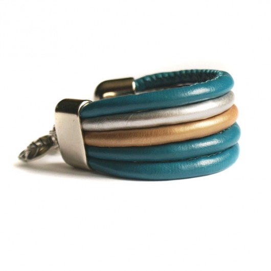 szeroka asymetryczna bransoletka TEAL & METALLIC kaktusia