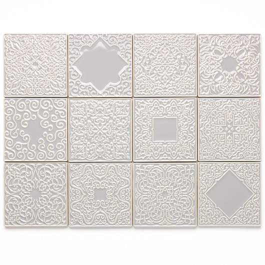 kafle i panele Kafle ręcznie robione dwanaście ornamentów, jasnoszare