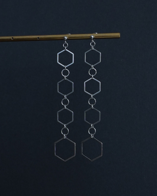 kolczyki - inne Długie stalowe kolczyki heksagony