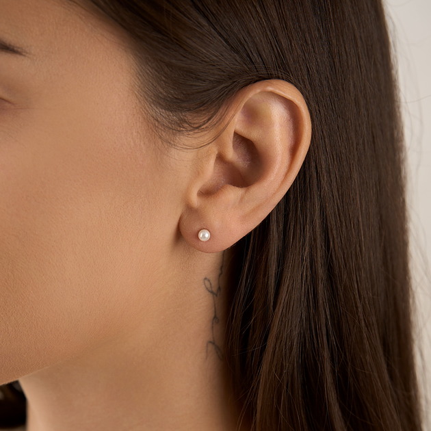 kolczyki pozłacane Kolczyki perła sztyft- srebro 925 pozłacane