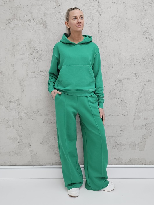komplety damskie Komplet oversized kangurka i szerokie spodnie wide leg Spring Green
