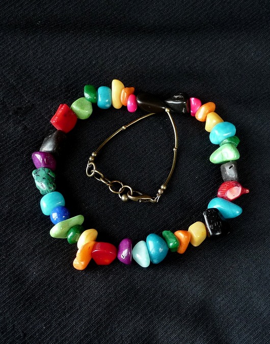 korale Boho style naszyjnik bajecznie kolorowy Optymistyczny prezent  handmade