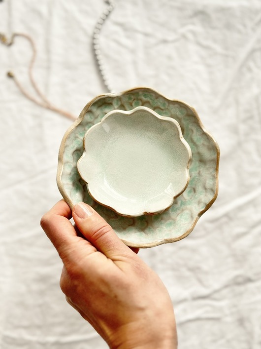 pojemniki na biżuterię Ręcznie lepiony talerzyk na biżuterię