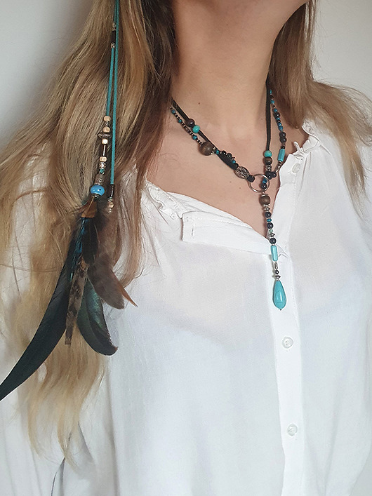 naszyjniki - inne Naszyjnik z turkusami