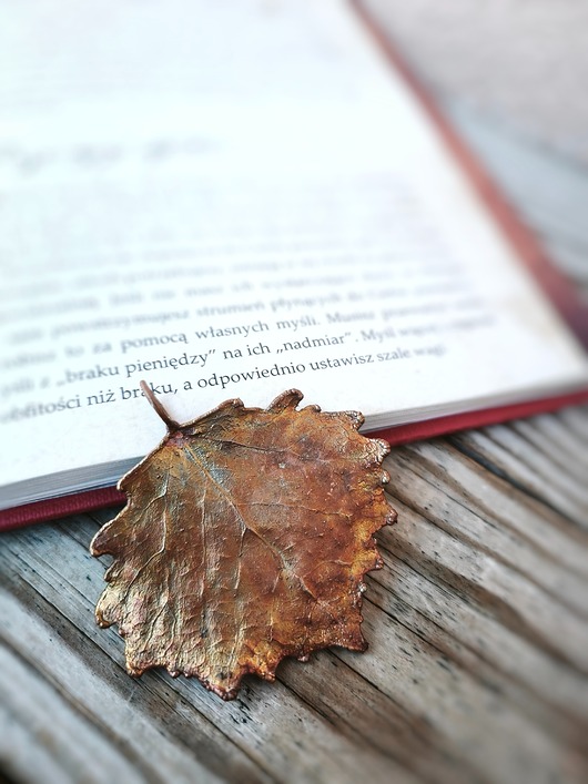 wisiory Liść topoli I wisior miedziany