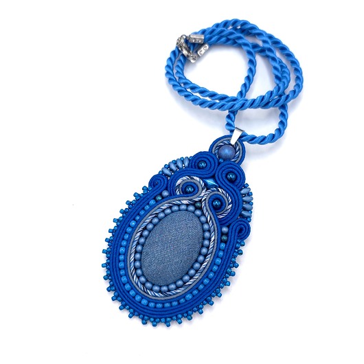 wisiory Wisiorek sutasz niebieski Marion dżinsowy naszyjnik romantyczny codzienny