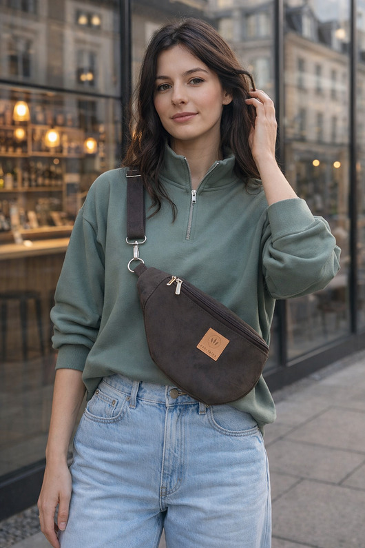 saszetka nerka Nerka z wodoodpornego nubuku eko Czekoladowa