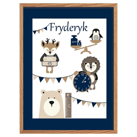 obrazy i plakaty do pokoju dziecięcego Metryczka Grow Up blue 30x40cm