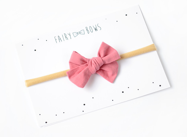 Opaska kokardka mini ciemny brudny róż FairyBows