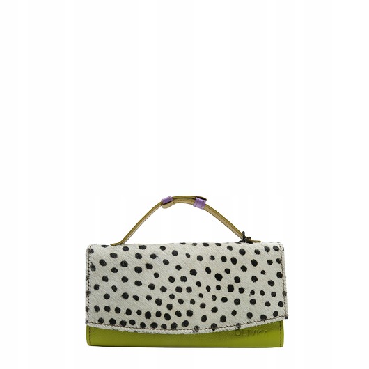 portfele damskie Portfel damski skórzany klapka wzór skóra naturalna na prezent eko OLIVKA