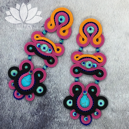kolczyki soutache Czekamy na lato - kolczyki sutasz