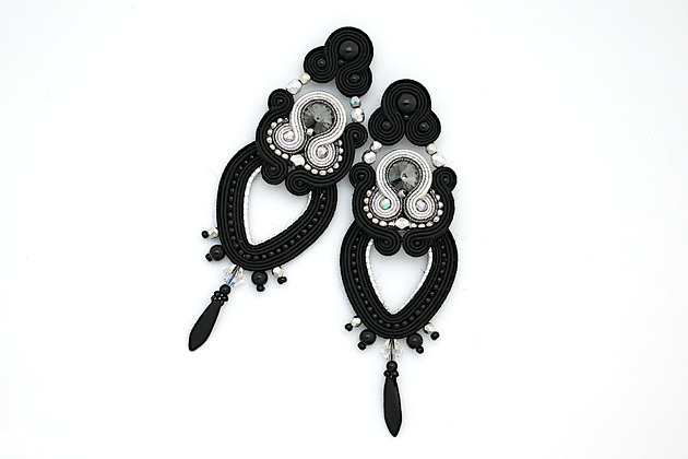 kolczyki soutache Czarne długie kolczyki soutache