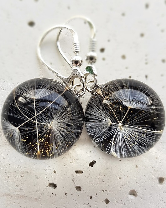 Kolczyki srebrne z nasionami dmuchawca Grol Jewellery