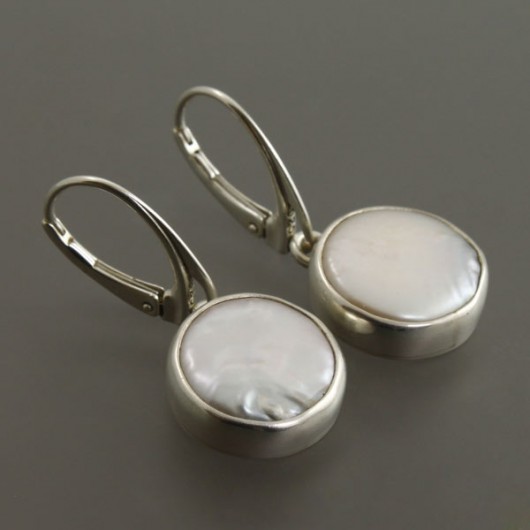 kolczyki wire wrapping klasyczne perły - kolczyki