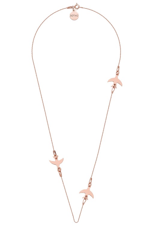 złote naszyjniki Naszyjnik z różowego złota z jaskółkami