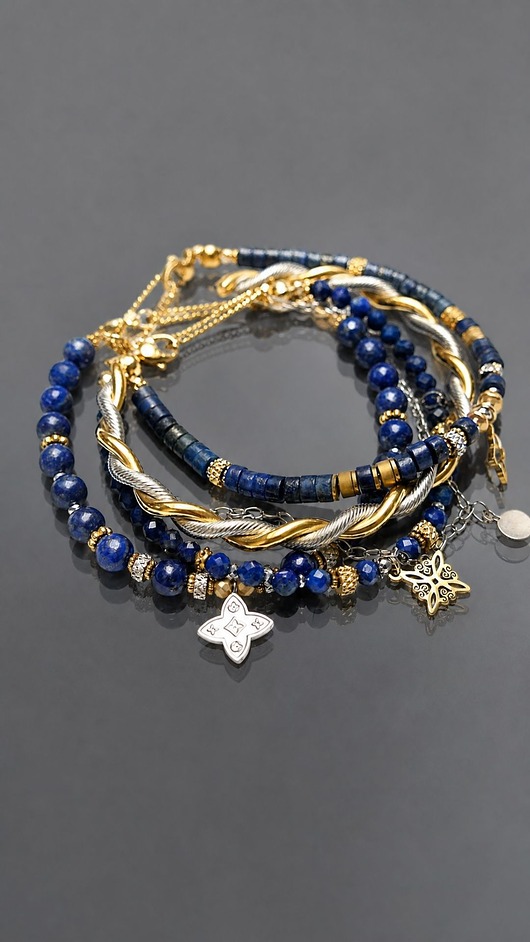 bransoletki z kamieni naturalnych Zestaw bransoletek Lapis lazuli vol. 3 /10.02.26/- Szlachetna kolekcja