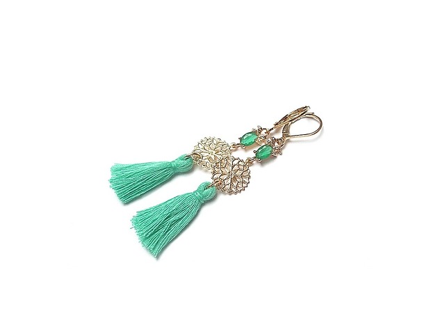 Kolczyki chwosty BOHO - mint  /14-02-2019/  KiKa pracownia