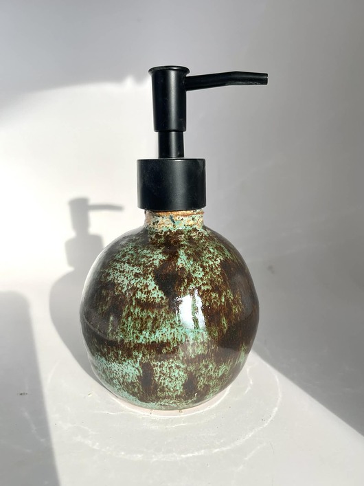 mydelniczki Dozownik na mydło Mydelniczka, zielony do łazienki, recznie robiony
