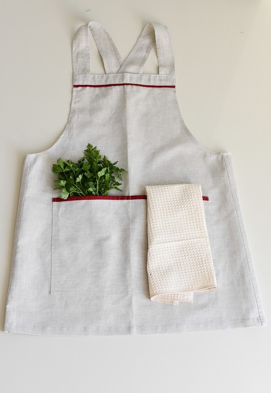 Modny,lniany fartuszek w stylu japońskim Lomme bag