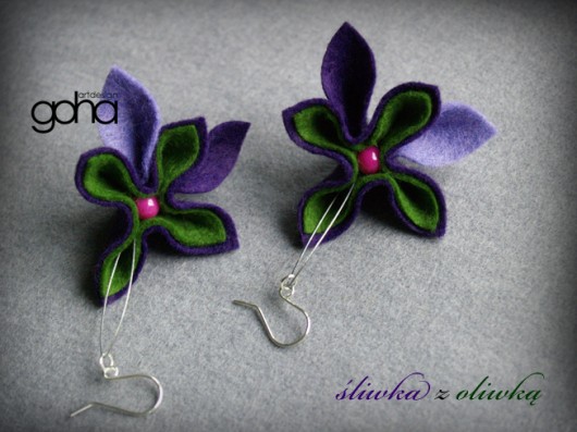 Śliwka z Oliwką- Biżuteria Autorska FlowerFelt Design