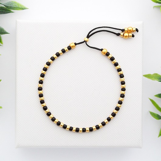 Bransoletka Minimal Dots - Black and Gold Ilovehandmade