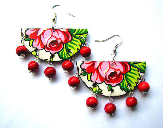 kolczyki drewniane Różany zapach