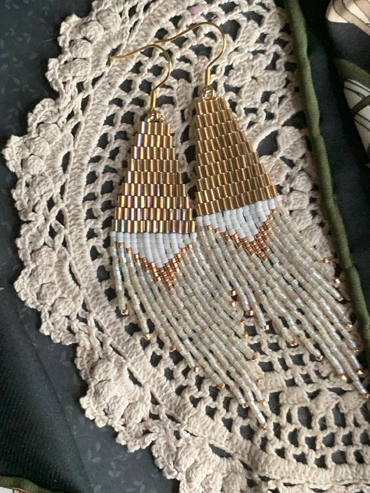 kolczyki szklane Kolczyki boho hippie etno koraliki szklane