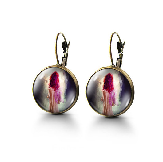 kolczyki szklane Kolczyki - Wróżka - brąz