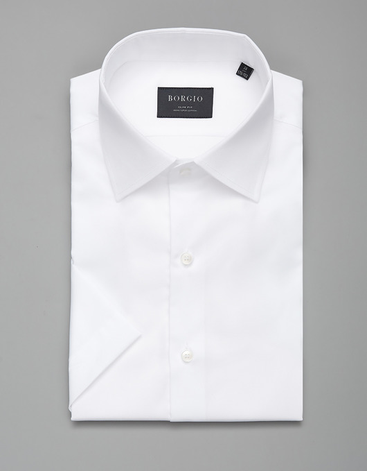 koszule męskie koszula męska bawełna 00102 krótki rękaw slim fit biały 176/182 38