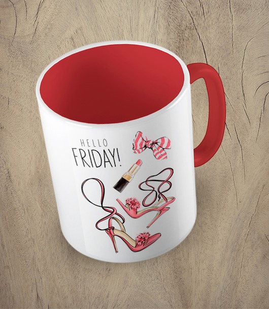kubki Kolorowy kubek z hasłem HELLO FRIDAY - mix kolorów