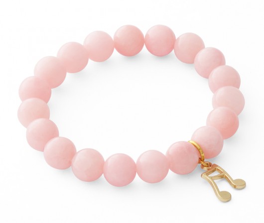 bransoletki z kamieni naturalnych Pink jade with note pendant.