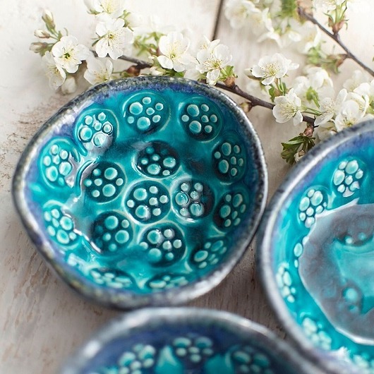 MISECZKI 3szt ceramiczne turkusy Artlantyda