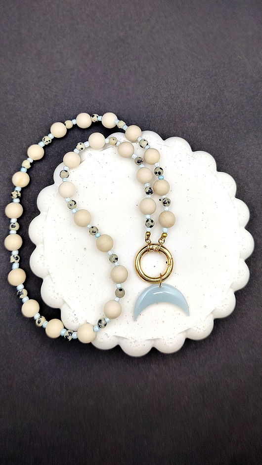 korale Naszyjnik LUNA kamień rzeczny