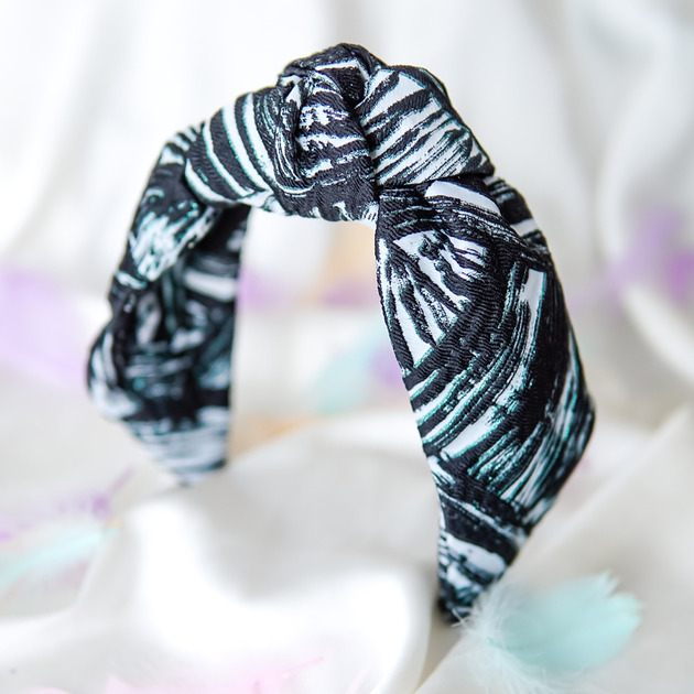 opaski do włosów Opaska na włosy z węzłem czarne linie