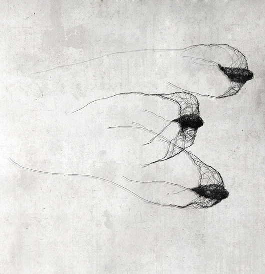 Ozdoby na ścianę Instalacja z metalu nr XX - ptaki w kluczu (3 sztuk)