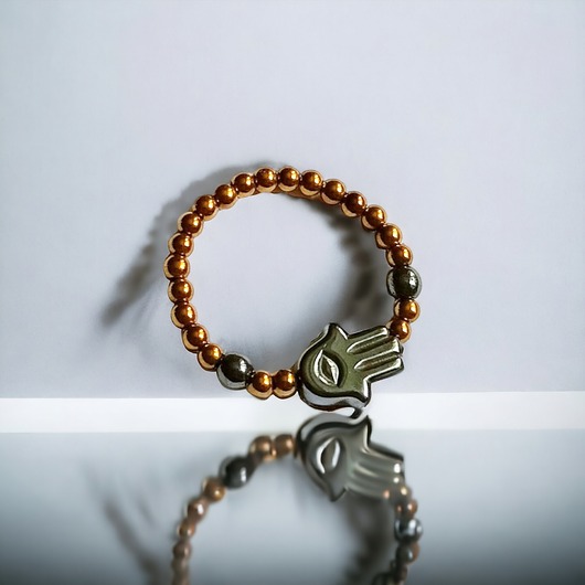 pierścionki elastyczne Hamsa - talizman chroniący od zła - pierścionek :: hematyt I