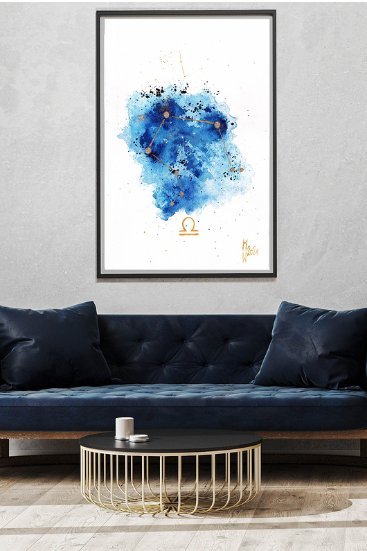 plakaty Plakat Konstelacja Waga  / Gwiazdy na Niebie  w Znaku Zodiaku Wagi / Urodziny...