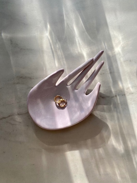 pojemniki na biżuterię Ceramiczna Dłoń Podstawka na Biżuterię Lolipop Pudrowy Róż
