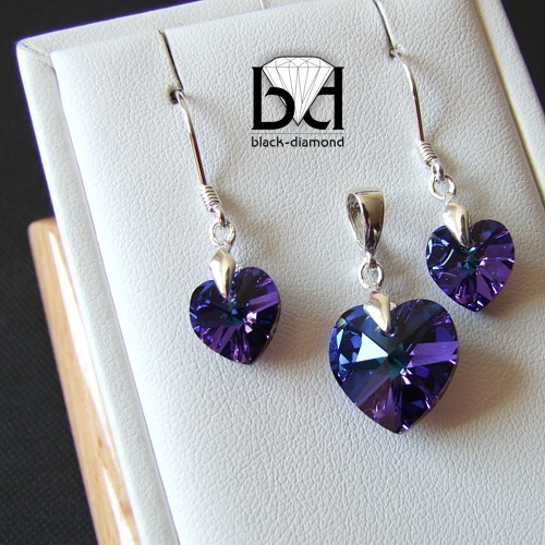 Serca i Kwiaty kryształ Swarovski Black Diamond