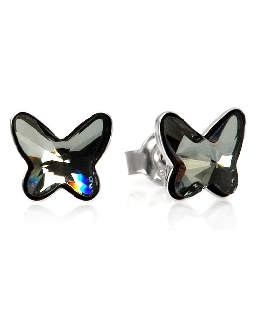 kolczyki swarovski Kolczyki srebro czarne motyle Swarovski