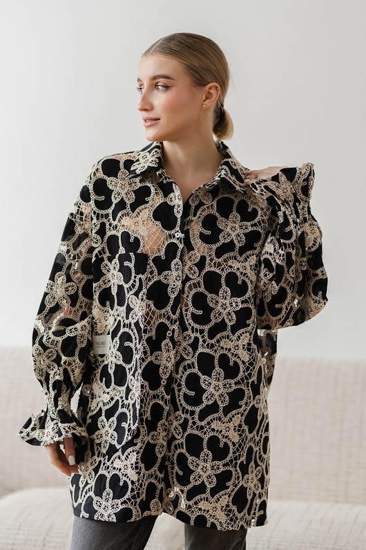 koszule damskie  Spektakularna koszula Nastrój - haft ażurowy