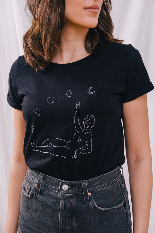 t-shirt damskie Femi-Shirt "Moon Girl" Czarny