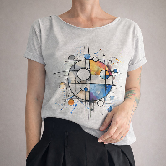 t-shirt damskie Trochę Mondrian ale inaczej Szary Oversize