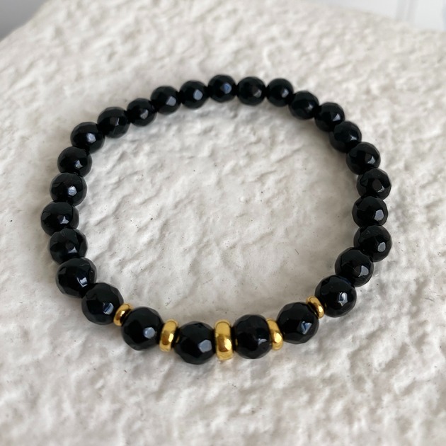 bransoletki złote Bransoletka onyksy- srebro 925 pozłacane